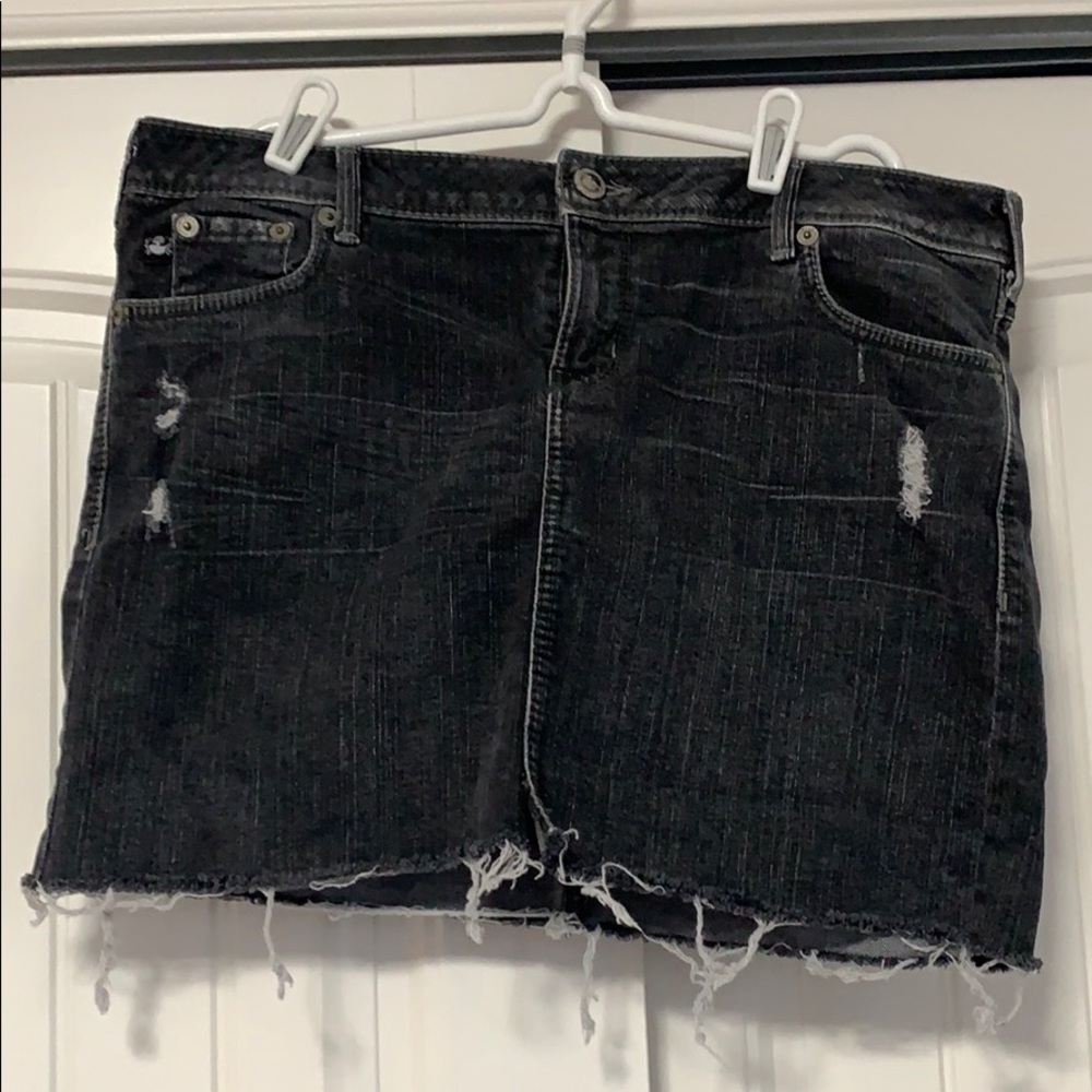 Source of Wisdom Distressed Jean Skirt